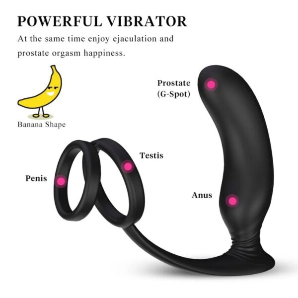Anal Plug With Double Cock Ring Vibrator