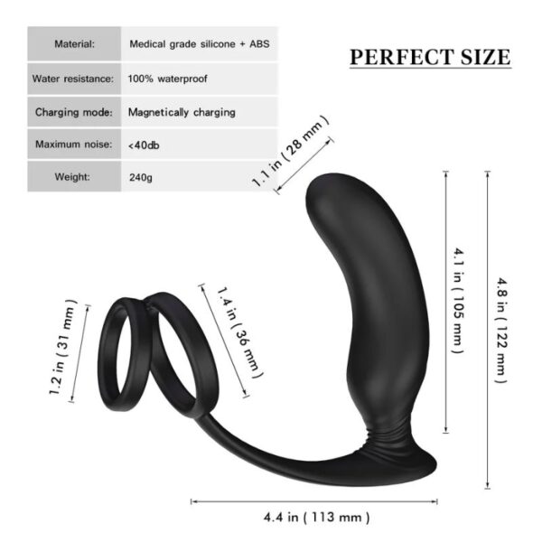 Anal Plug With Double Cock Ring Vibrator