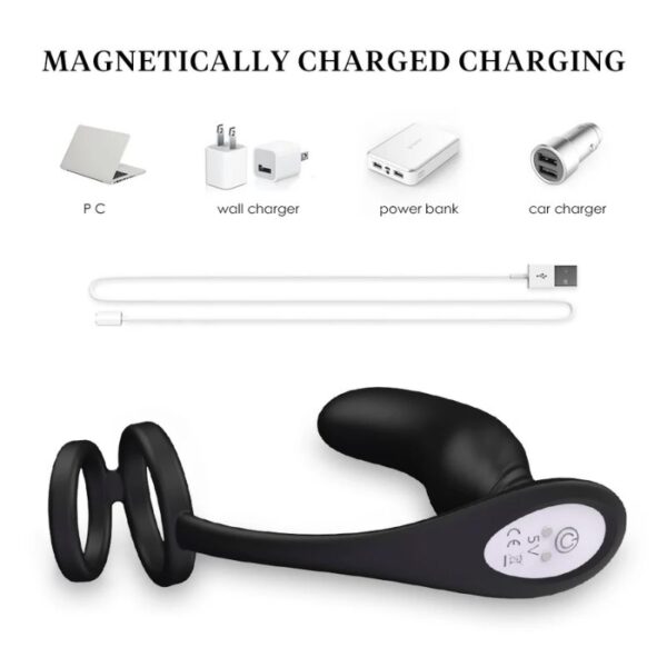 Anal Plug With Double Cock Ring Vibrator