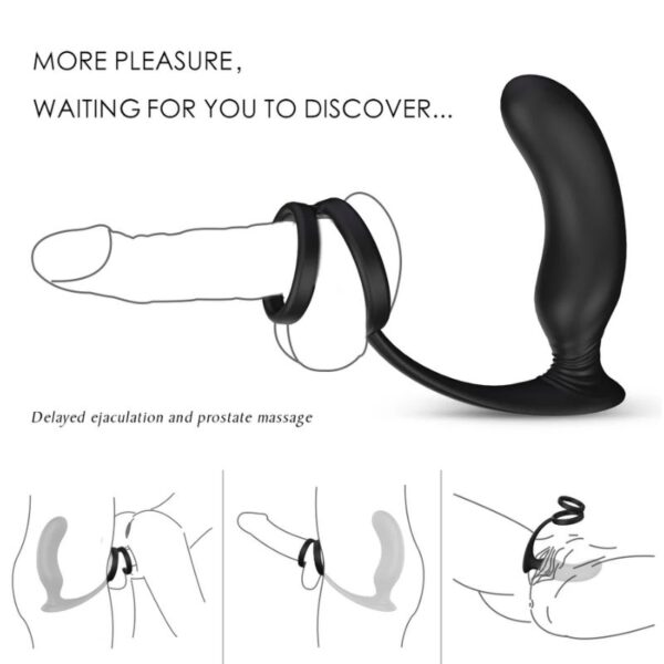 Anal Plug With Double Cock Ring Vibrator