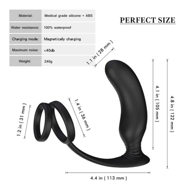 Anal Plug With Double Cock Ring Vibrator