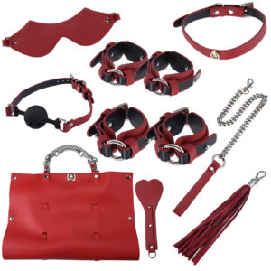 Red Leather 8pc BDSM Set - Image 8