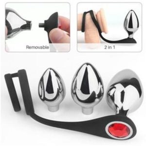 Interchangeable 3 Set Metal Butt Plug with Cock ring for couples S|M|L