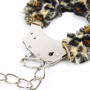 Leopard Print Fur Covered Hand Cuffs & Ankle Cuffs Set - Image 6