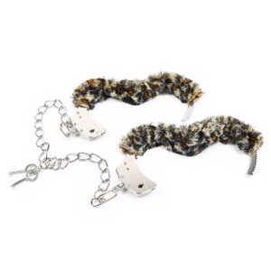 Leopard Print Fur Covered Hand Cuffs & Ankle Cuffs Set - Image 7
