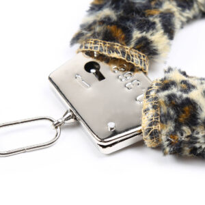 Leopard Print Fur Covered Hand Cuffs & Ankle Cuffs Set - Image 4