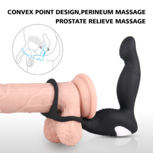 Mens Prostate Vibrator with Cock Ring, Remote Control Version "Langer" - Image 3